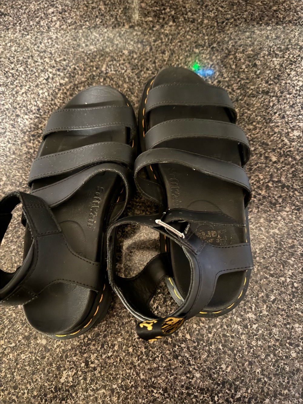 Dr. Martens Black Leather Strappy Platform Sandals